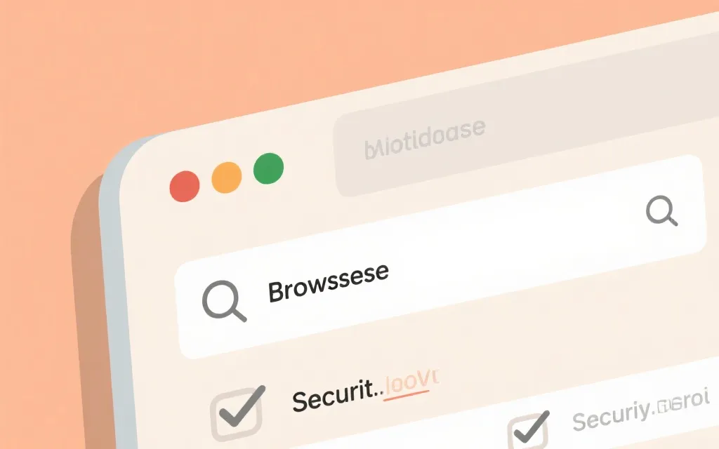 浏览器地址栏与安全检查清单的概念图